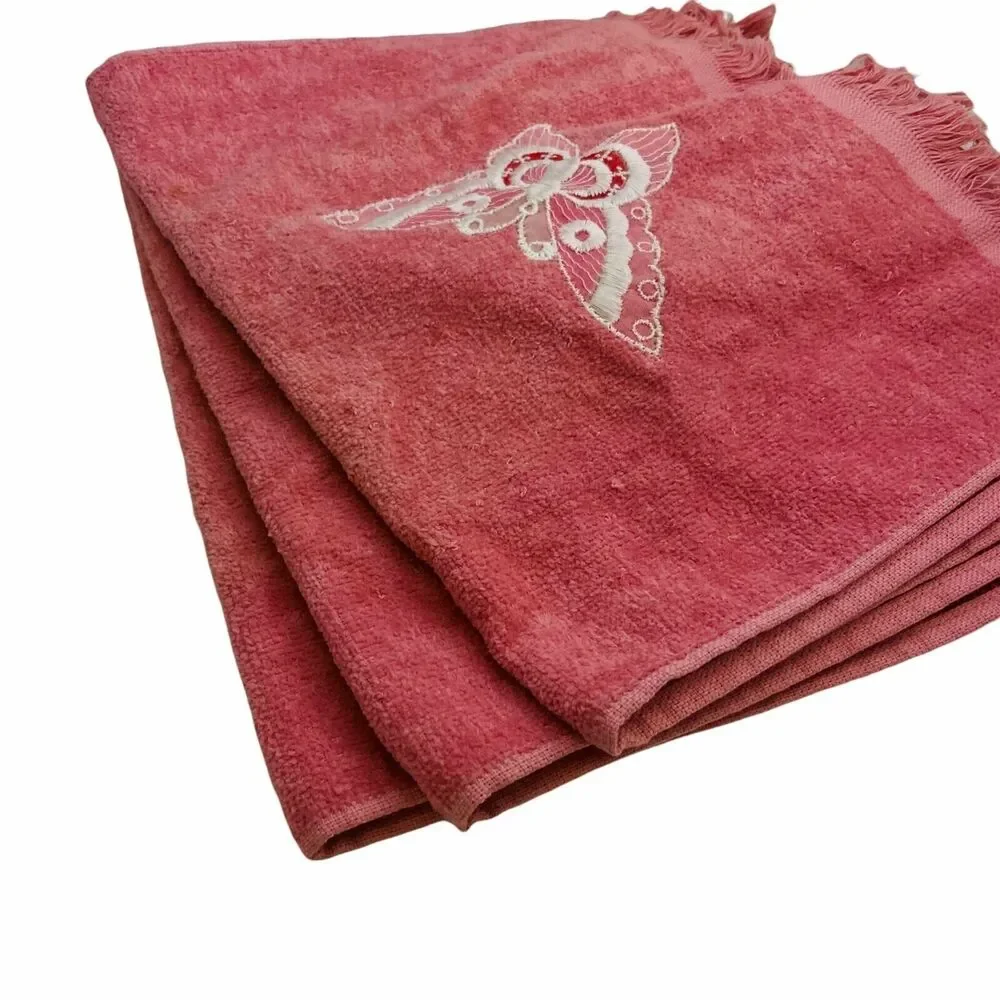 #4331 VTG Cannon towels 3 pc pink butterflies